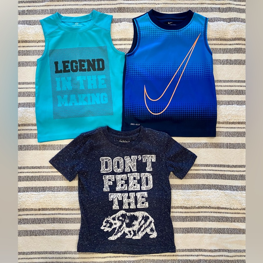 Boy’s size 4 shirts. 2 tank tops/1 t-shirt. Great condition!